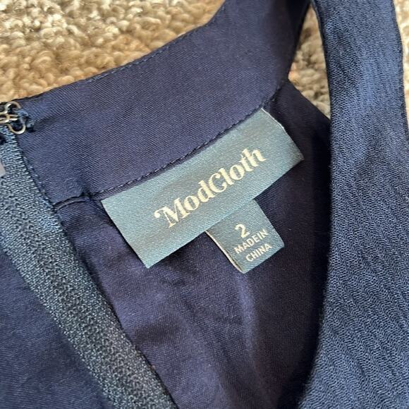 Modcloth Women's Size 2 XS Yes to Festive Maxi Dress Navy Gauze RicRac Tiered - Picture 14 of 16